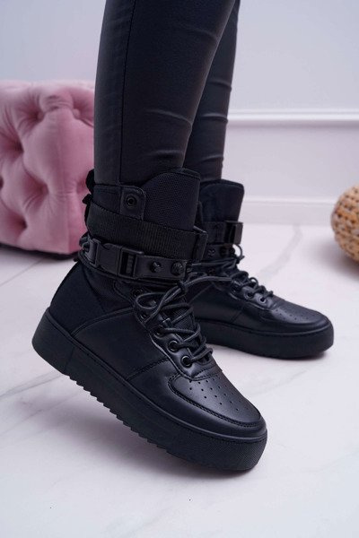 Damen Sportschuhe Schwarz Quake Riemen