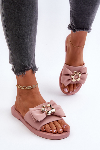 Pantoufles à nœud rose pour femmes Arsicada