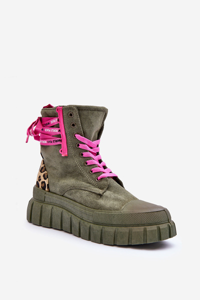 Bottes en daim pour femmes sur plateforme vert Raftera