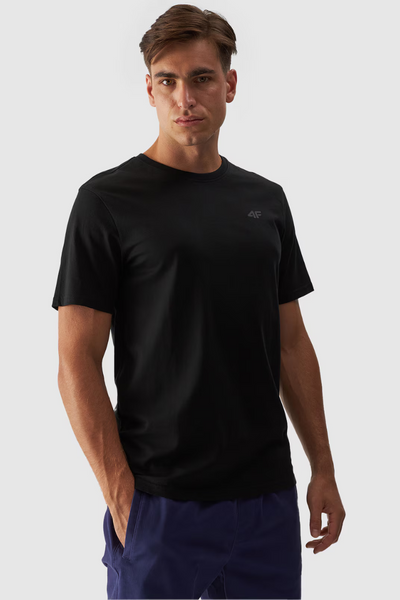 Damen Glattes T-Shirt Mit Logo Schwarz 4F 4FWMM00TTSHF1845-20S