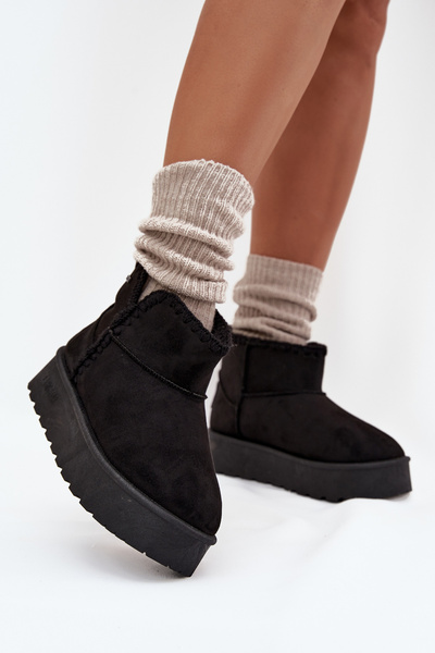 Damen Schneestiefel Auf Plattform Mit Nähten Big Star SS274128 Schwarz
