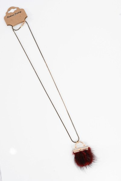 Collier Femme avec Pompon et Cristaux Marron