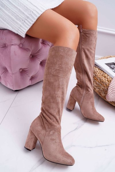 Women's Knee High Boots Khaki Mercure