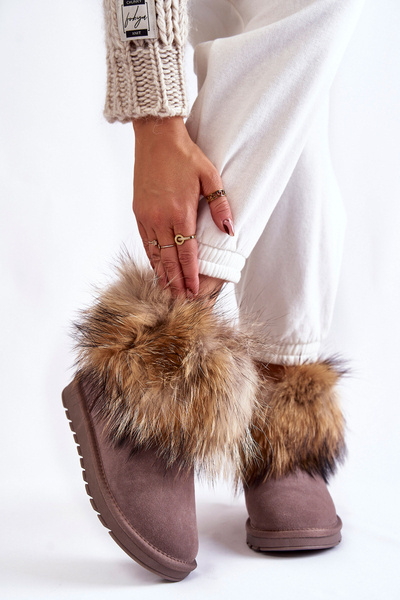Bottes De Neige En Daim Pour Femme Avec Fourrure Gris Alexa