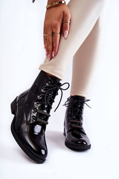 Classic Lacquered Women's Warm Boots Black Grimma