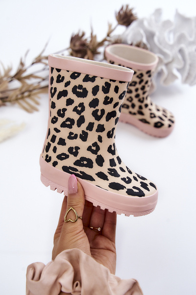 Garoshes pentru copii cu modelul de leopard nanny roz