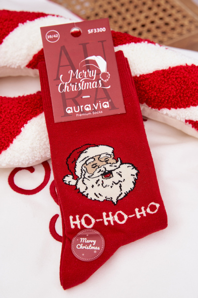 Chaussettes de Noël pour Hommes Père Noël Riant Rouge