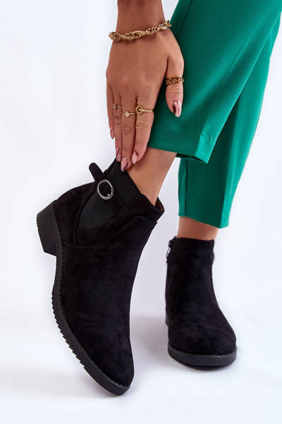 Bottes Chaudes Femme Daim Jodhpur Noir Janette