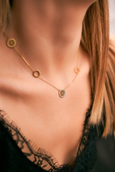 Damen Gold Orientalischer Kreis Halskette Viola