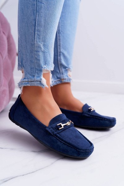 Mocassins Femme Confort Daim Bleu Marine Anzio