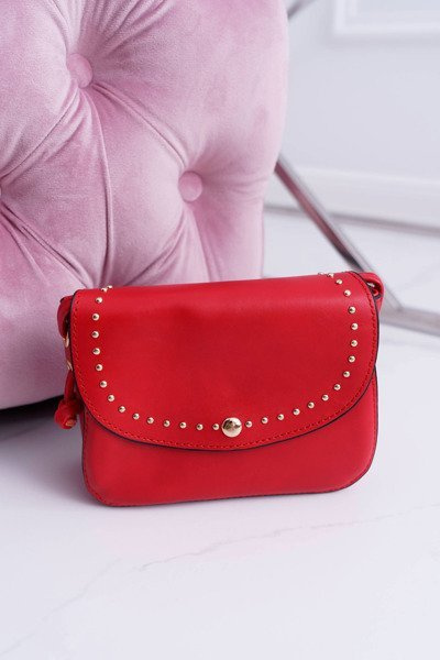 Sac à Main Femme Petit Coffre Rivets Dorés Rouge