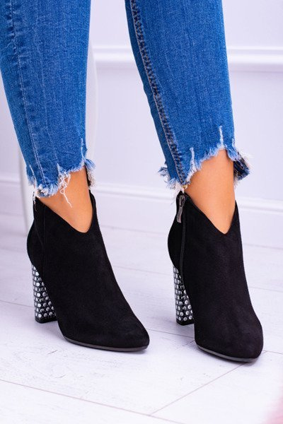 Schwarz Elegant Wildleder Stiletto Booties Laura Messi 1849