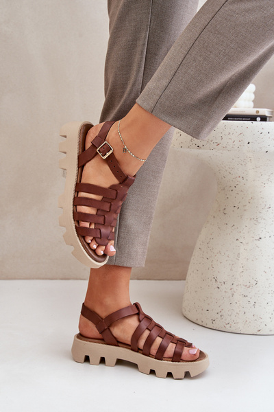 Sandales En Cuir Pour Femmes Zazoo 3695 Marron