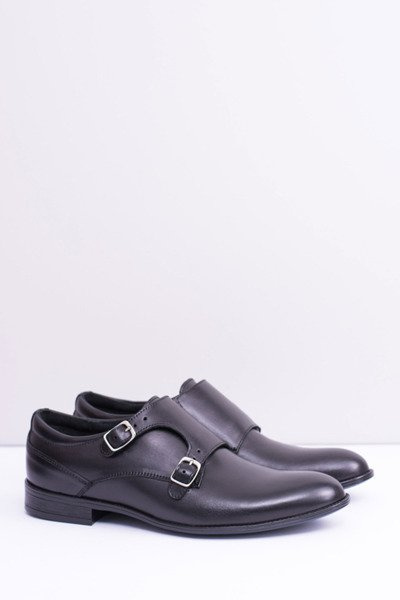 Demi-bottes Monk en cuir élégantes pour hommes, noires