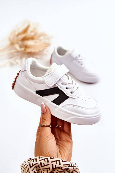 Niedrige Sportschuhe aus Leder für Kinder Schwarz und Weiß Jessie
