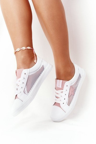 Adidași pentru femei cu plasă mare Star DD274688 alb-roz