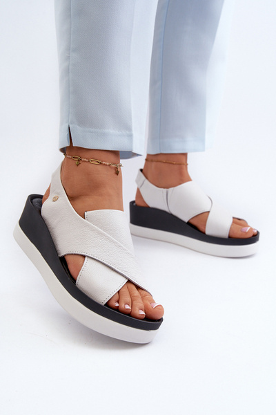 Zazoo 40256 Leder Keilsandalen Weiß