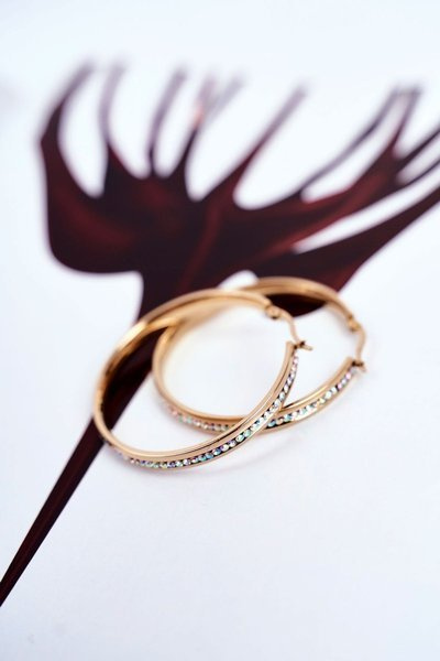 Women's Earrings Gold Wheels Hanging Zirkons Big Luxury