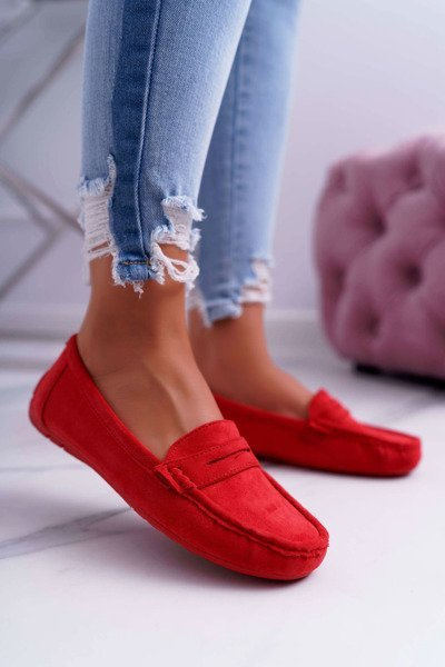 Leichte Damen Mokassins aus Ökowildleder Rot Limez