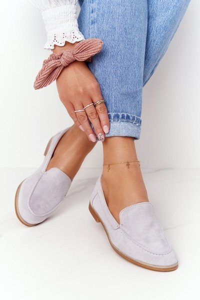 Femei Brogues Slip-On Loafers Suede Grey Twinky