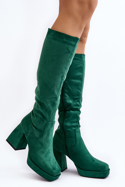 Damen Winterstiefel mit blockigem Absatz in Grün Layala