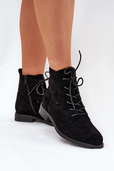 Bottines À Lacets Avec Motif Ajouré S.Barski HY51-136 Noires