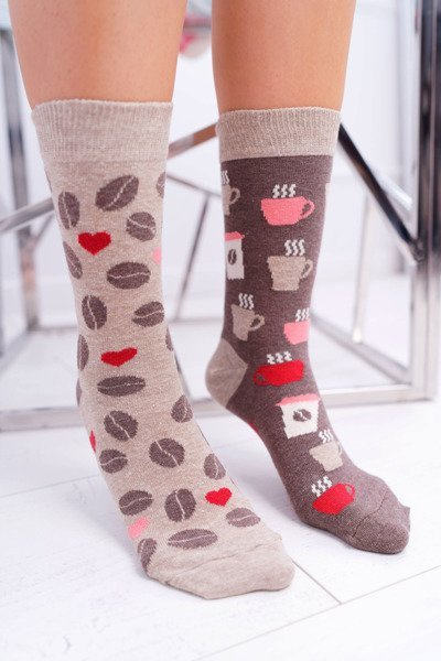 Women's SOXO Good Stuff "unmatched" socks coffee