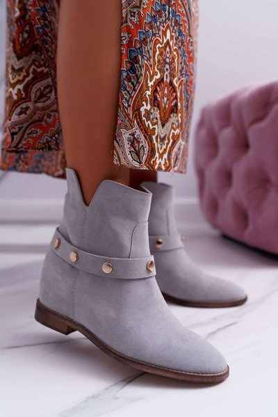 Laura Messi Bottes Femme 1890 Cuir Daim Gris Darmah