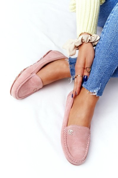Mocassins Femme En Daim Rose Madelyn