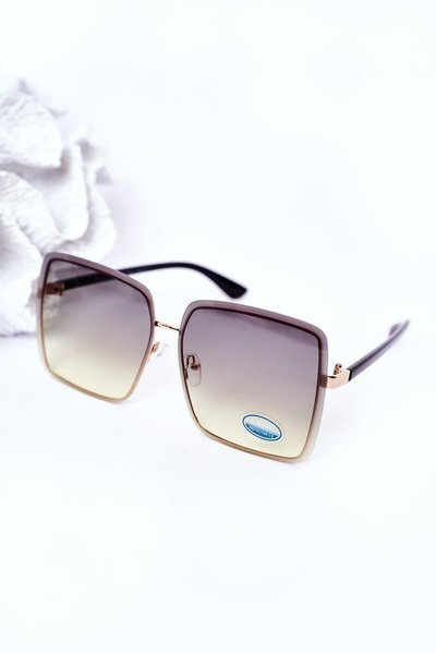 Lunettes de soleil carrées dorées Vert Ombre