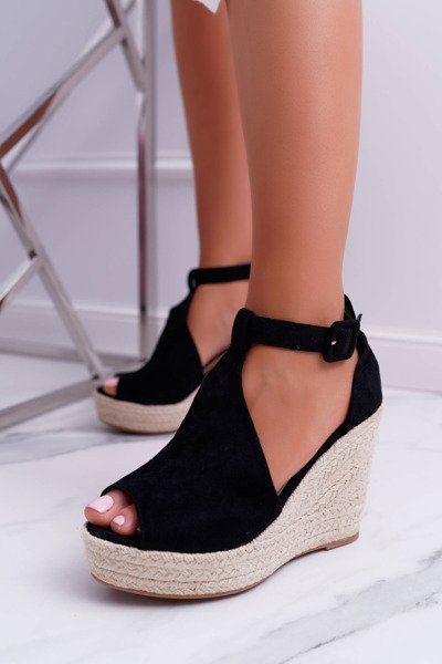 Damen Plateausandalen mit Absatz Schwarz Begest
