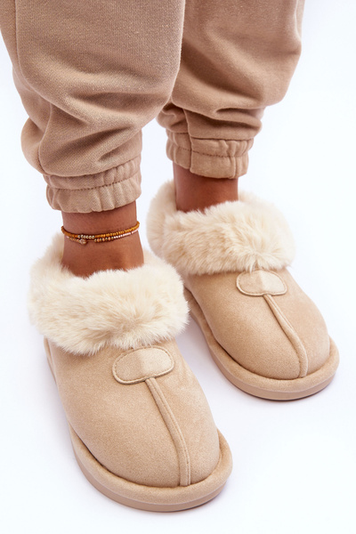 Chaussons Femme Avec Fausse Fourrure Beige Clair Lanoze