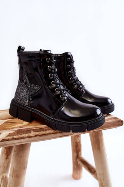 Children's Boots Lacquered With a Zipper White Yukko