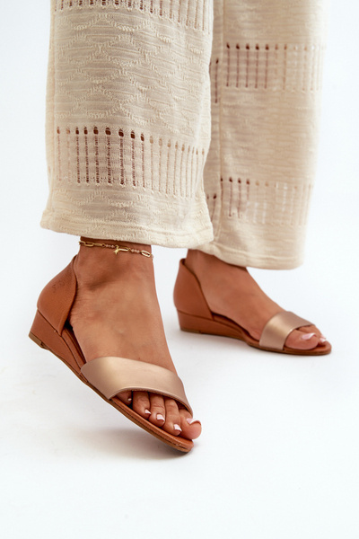 Leder Sandalen Maciejka 1971-68 Braun-Gold