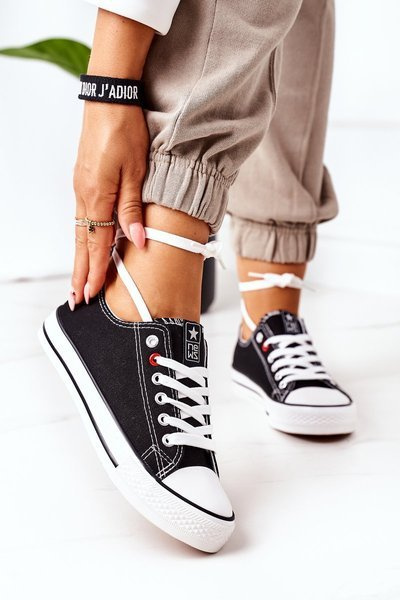 Adidași clasici pentru femei Negru cu Ecoma Albă cu Ecoma