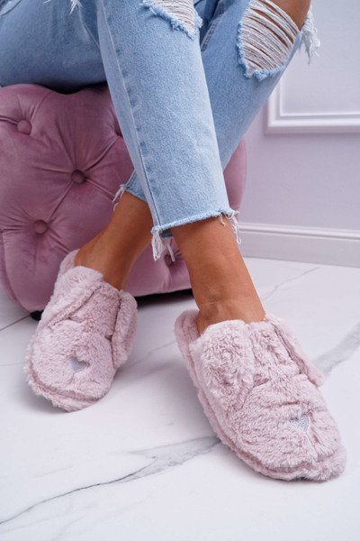 Damen Hausschuhe SOXO Fluffy Ears Dog Pink