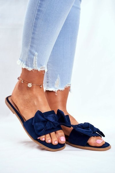 Women's Slides With Bow Navy Blue Malaysia
