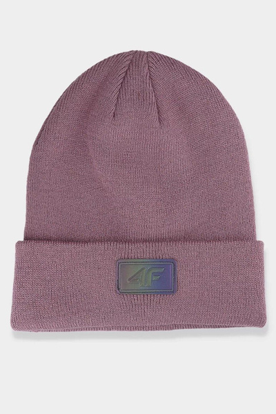 Women's Winter Hat with Logo 4F 4FAW23ACAPF301-53S Dark Pink