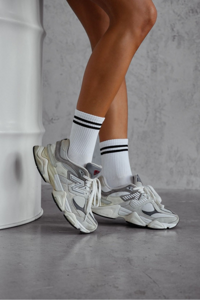 Chaussettes Femmes Deux Fines Rayures Blanc