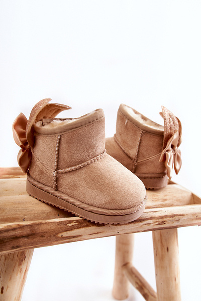 Bottes de neige chaudes fille avec nœuds Beige Meriva