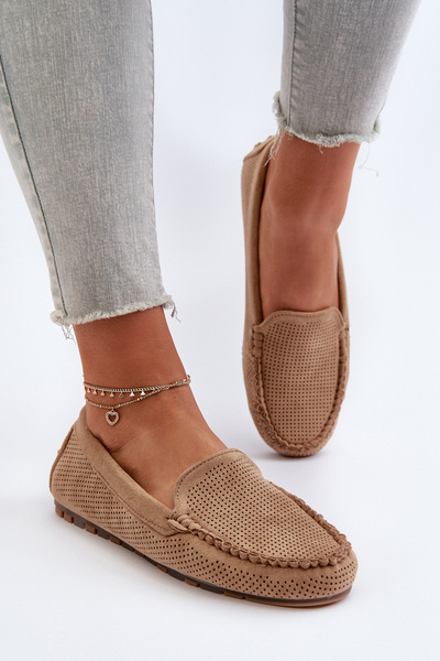Damen Wildleder Mokassins Dunkelbeige Ranica
