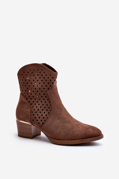 Bottines découpées à talons bas marron Cilvana