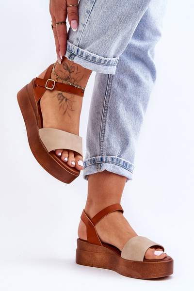 Sandale confortabile din piele de piele Tife-maro-brun