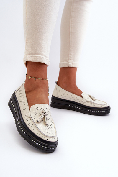 Mocassins Plateforme Femme Cuir Beige Assetnima