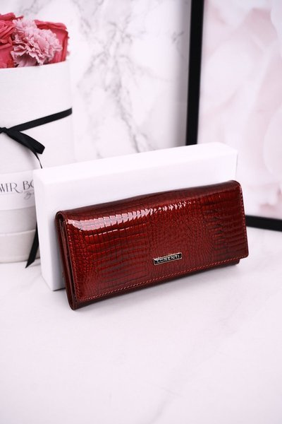 Large Leather Women's Wallet LORENTI Patent Red