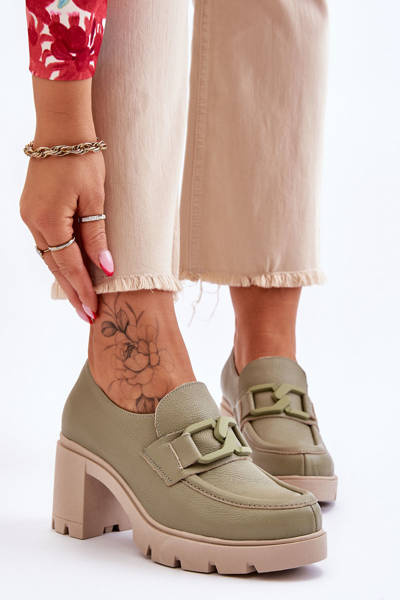 Pantofi eleganți din piele naturala Green Harmell