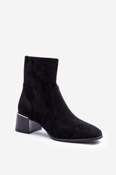 Bottes à Ouverture En Daim Sur Talon Noir Perale