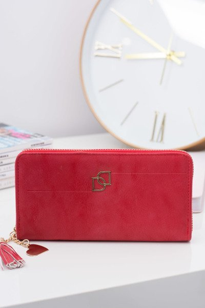 Women's Red Large Wallet with Tassel Keyring