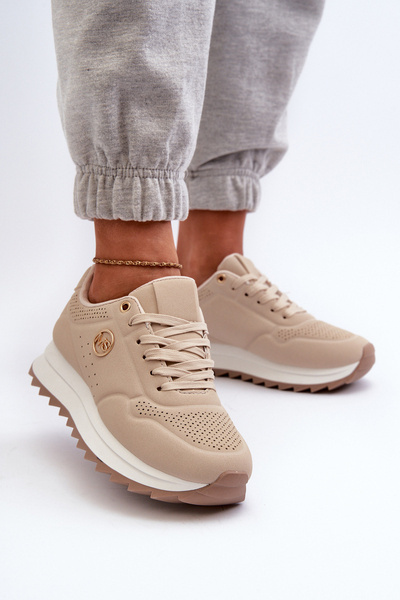 Baskets Plateformes Femme Beige Rottiana