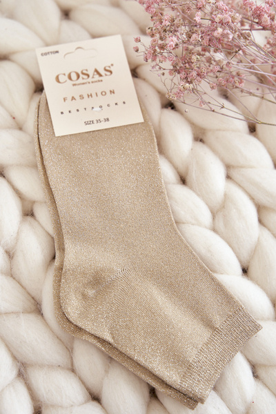 Chaussettes Femme En Coton Avec Fil Brillant Cosas Beige